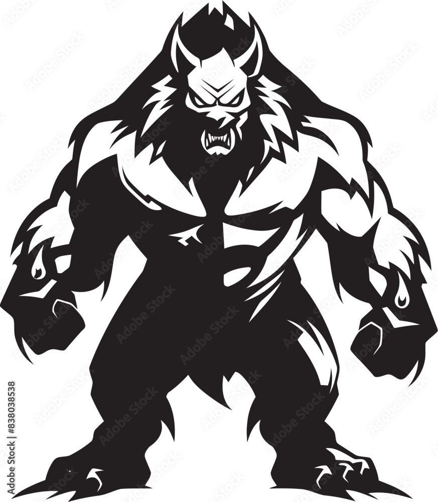 Obraz premium Predatory Wolf Design Iconic Graphic Alpha Predator Wolf Badge Vector Icon