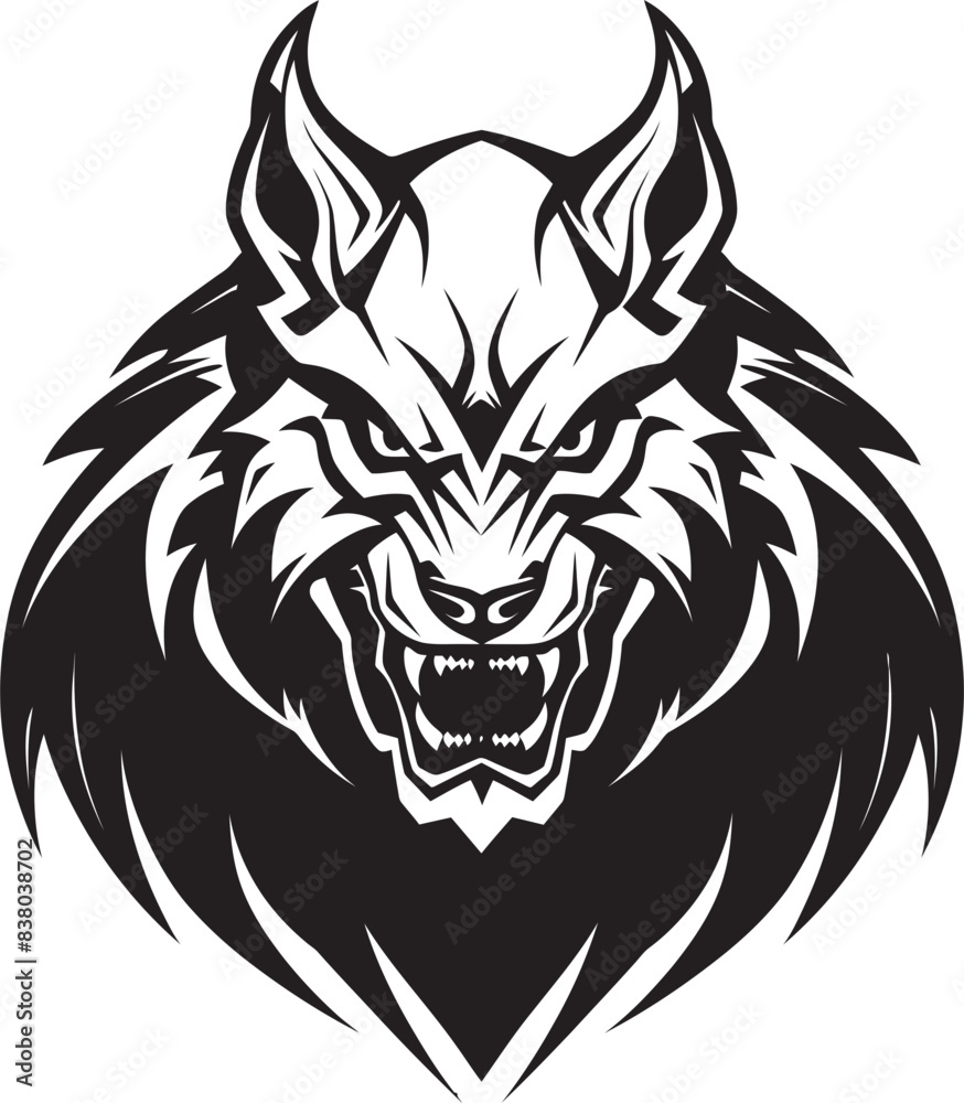 Fototapeta premium Predatory Wolf Symbol Predatory Emblem Ancient Guardian Wolf Badge Vector Icon