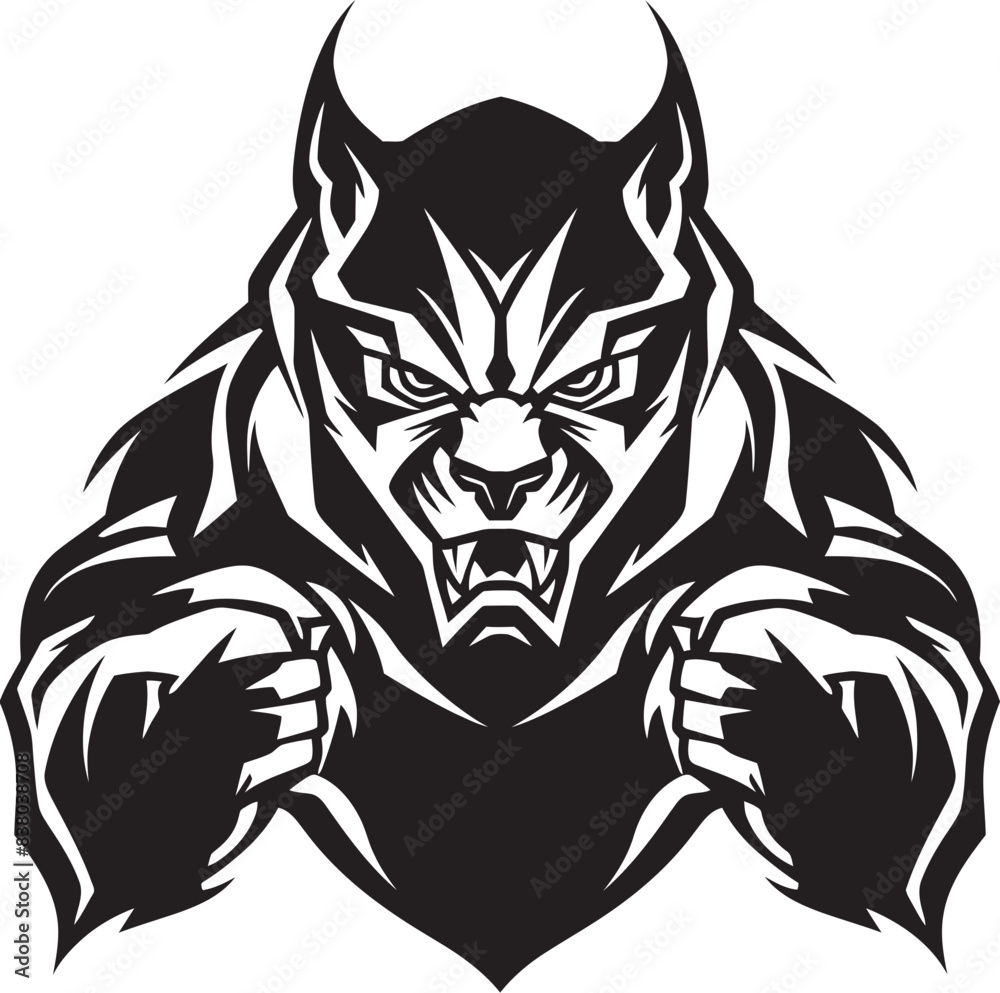 Fototapeta premium Ancient Guardian Wolf Badge Vector Icon Alpha Predator Wolf Design Vector Illustration