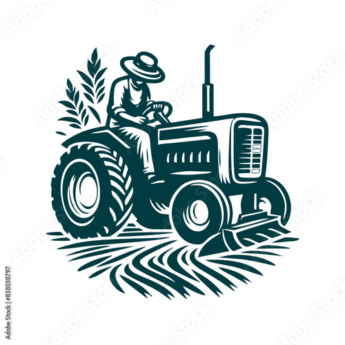 tractor logo design template. silhouette of a tractor illustration vector