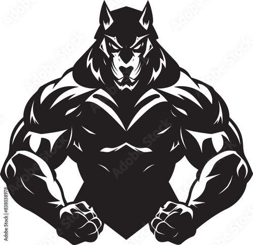Lone Warrior Wolf Emblem Vector Illustration Night Stalker Wolf Logo Predator Symbol