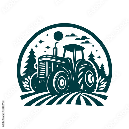 tractor logo design template. silhouette of a tractor illustration vector