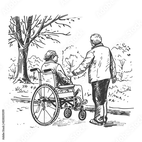 outline illustration for positive activities with elderly black color only