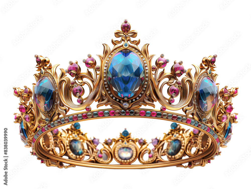 Royal gold crown with blue diamond with sapphires Royal gold crown with blue diamond with sapphires