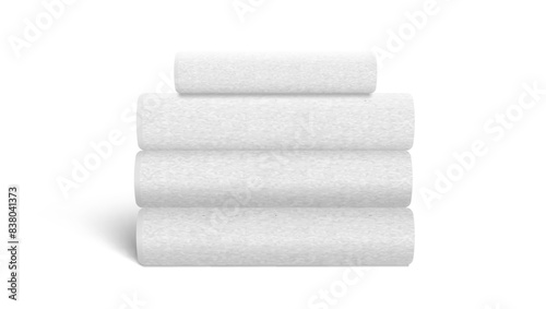 White Soft Towels Stack Isolated On White Back