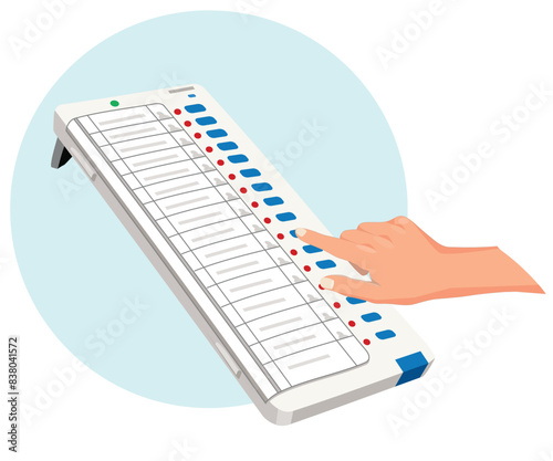 Man casting vote on EVM machine
