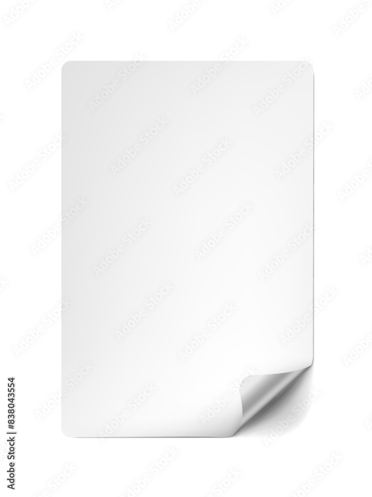 Realistic White Round Corner Paper Adhesive Card Realistic White Round Corner Paper Adhesive Card