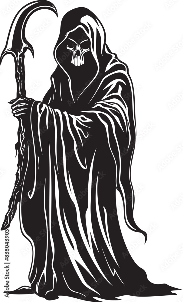 Fototapeta premium Lively Reaper Playful Logo Design Sweet Grim Reaper Doodle Vector Art