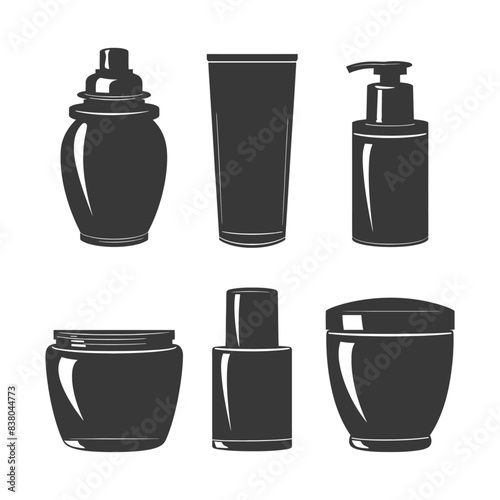 Monochrome Skincare: Silhouetted Cosmetic Bottles & Jars Collection