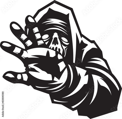 Chilling Mummy Hand Horror Logo Art Unsettling Mummy Hand Scary Vector Design