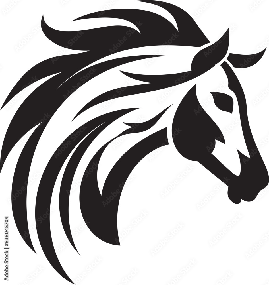 Fototapeta premium Flowing Mane Horse Icon Logo Design Bold Horse Head Emblem Vector Graphic
