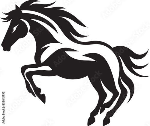 Majestic Mustang Emblem Vector Design Dynamic Horse Jump Logo Icon Design