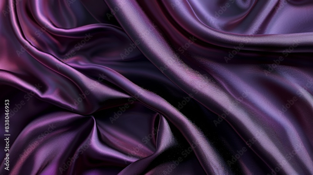 Luxurious close-up of silky smooth purple fabric with elegant folds and ripples, showcasing rich texture and vibrant color for backgrounds or design. Luxurious close-up of silky smooth purple fabric with elegant folds and ripples, showcasing rich texture and vibrant color for backgrounds or design.