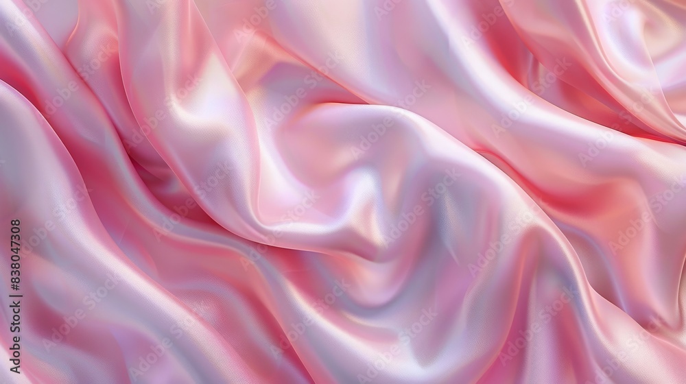 Obraz premium Luxurious soft pink satin fabric texture with smooth folds and elegant lustrous sheen, perfect for background or design elements.