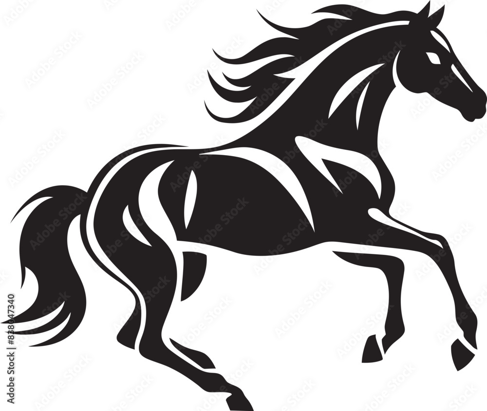 Obraz premium Stylized Horse Logo Graphic Art Gallop Horse Icon Vector Design