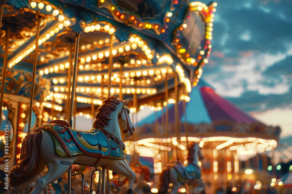 Summer festival fair in amusement park generative AI
