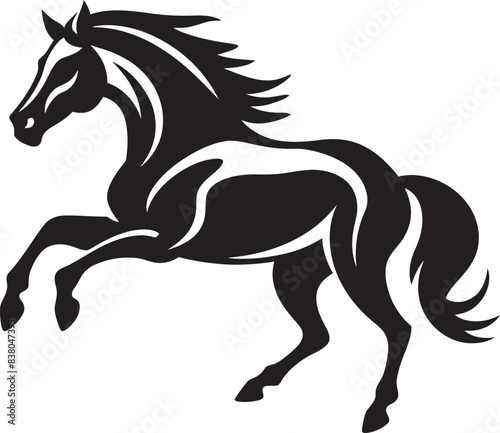 Majestic Mare Emblem Logo Art Dynamic Horse Jump Icon Vector Graphic
