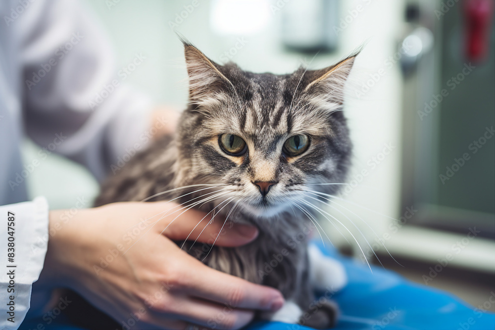 Created with generative AI image of veterinarian or animal doctor with a dog in veterinarian clinic office Created with generative AI image of veterinarian or animal doctor with a dog in veterinarian clinic office