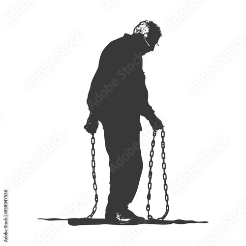 Chained Silhouette: Burdened Figure, Shackled to the Past, Heavy Chains.
