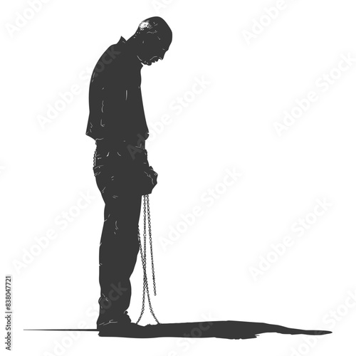 Silhouette of a Bowed Figure: Rope in Hand, Anguished Shadow.
