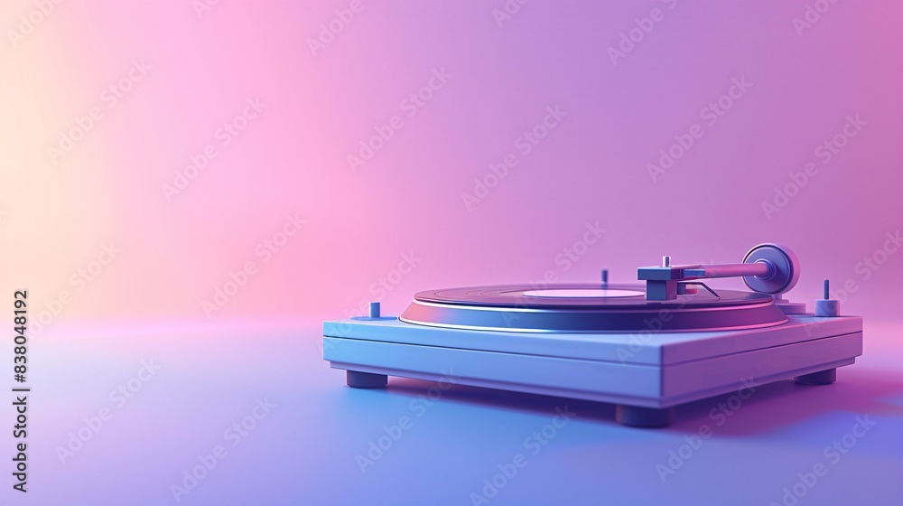 Modern turntable on a colorful gradient background, blending pink and purple hues, evoking a stylish and nostalgic vibe. 3D Illustration. Modern turntable on a colorful gradient background, blending pink and purple hues, evoking a stylish and nostalgic vibe. 3D Illustration.