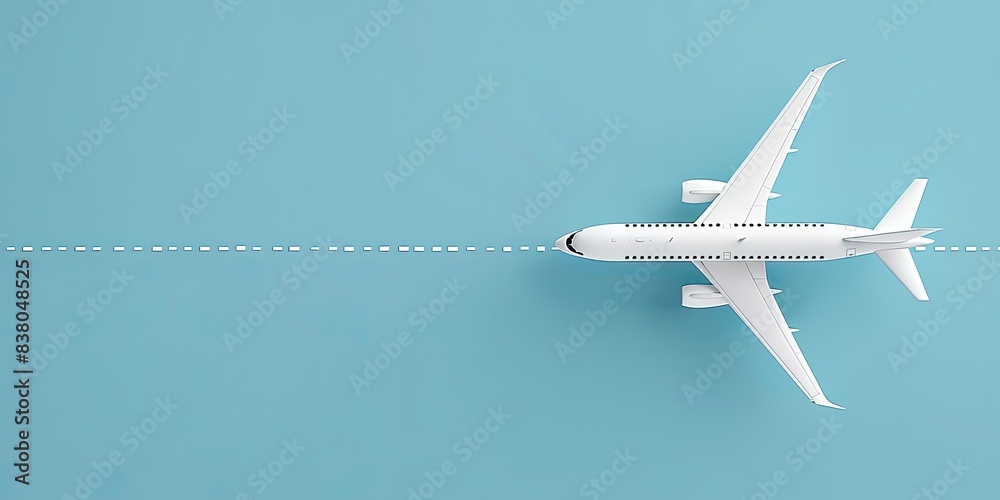 White Airplane on Blue Background White Airplane on Blue Background