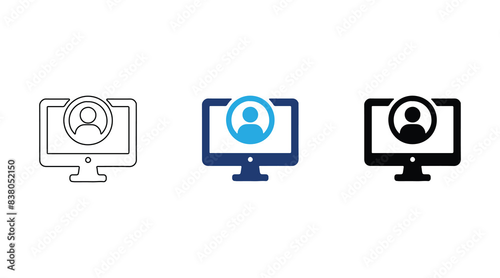 User admin computer on computer vector icon set. Administrator system symbol User admin computer on computer vector icon set. Administrator system symbol