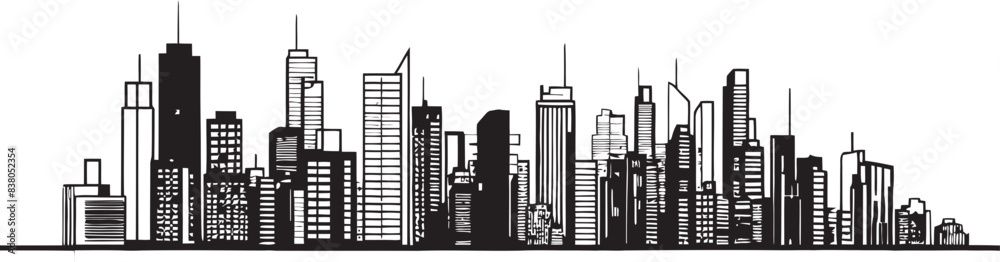 Obraz premium Building Silhouette Icon Cityscape Logo Linear Cityscape Drawing Line Art Logo