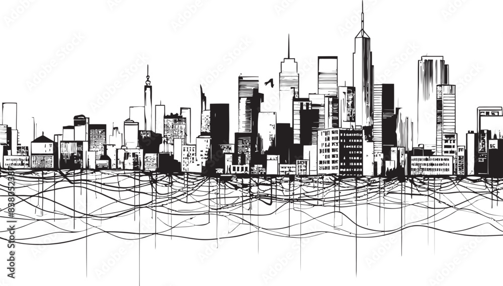 Fototapeta premium Linear Building Design Urban Icon Building Outline Icon Architectural Emblem