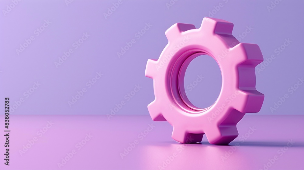 Vibrant pink gear on a purple background, symbolizing innovation, technology, and creativity in a modern, minimalist design. 3D Illustration. Vibrant pink gear on a purple background, symbolizing innovation, technology, and creativity in a modern, minimalist design. 3D Illustration.