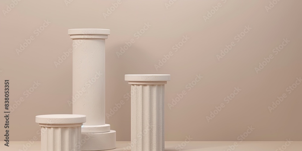 Classic White Pedestals on Beige Background Classic White Pedestals on Beige Background