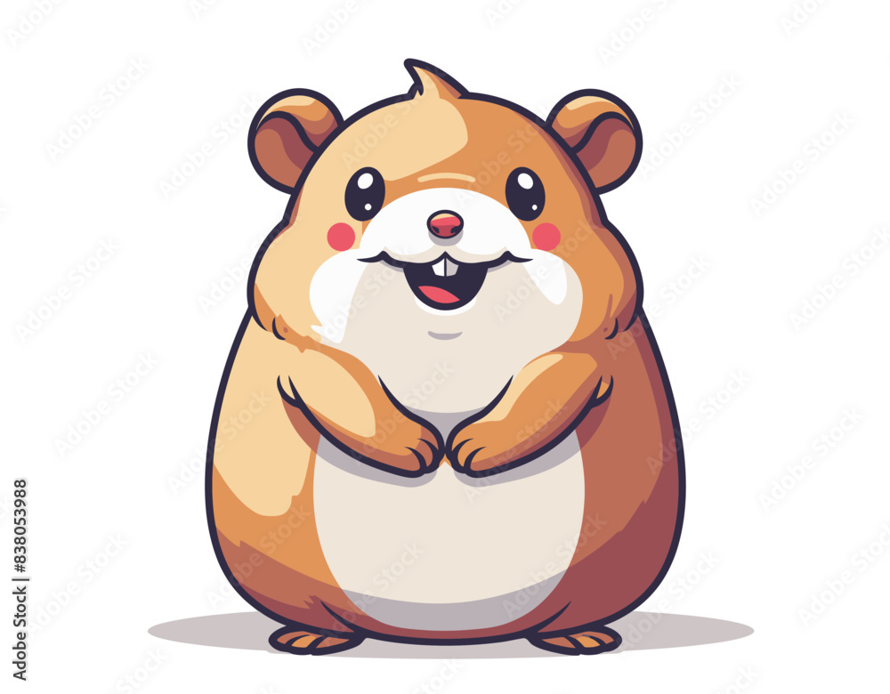 Happy cartoon hamster with a big smile. Flat vector illustration. Happy cartoon hamster with a big smile. Flat vector illustration.