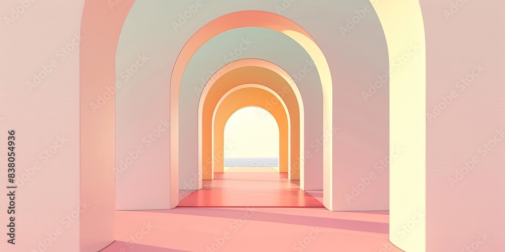 Fototapeta premium Symmetrical Pastel Arches in Modern Design.