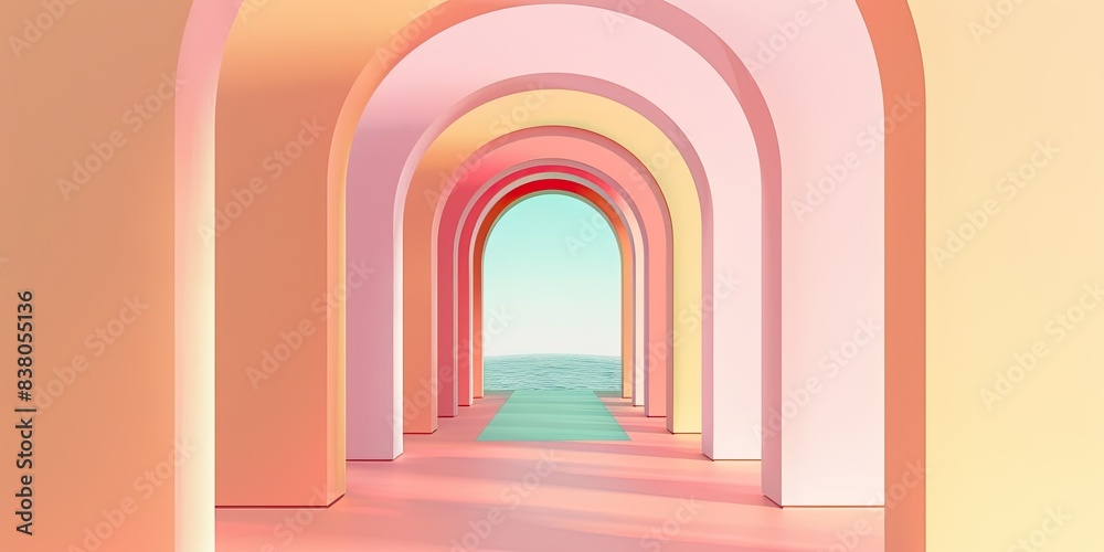 Fototapeta premium Symmetrical Pastel Arches in Modern Design.