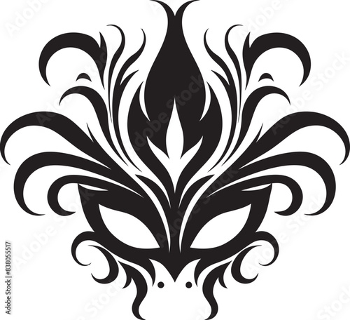 Black and Gold Masquerade Icon Design Art Masked Ball Emblem Logo Symbol