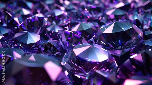 Background of crystals, diamonds, diamonds. The texture of precious stones, the reflection of light on a dark neon background.