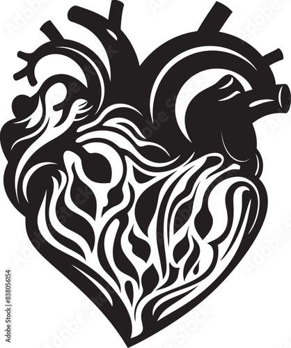 Minimal Artistic Heart Iconic Graphic Linear Abstract Design Heart Emblem