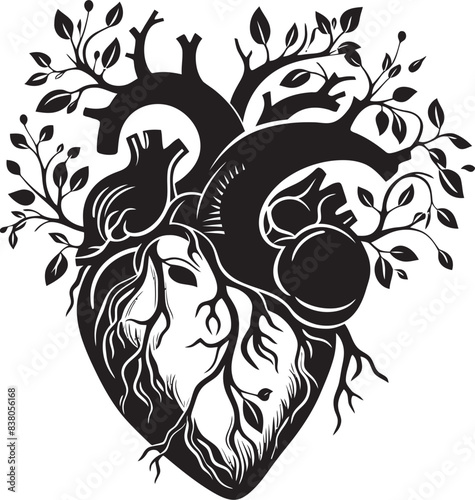 Linear Abstract Design Heart Emblem Contemporary Heart Icon Minimalistic Logo