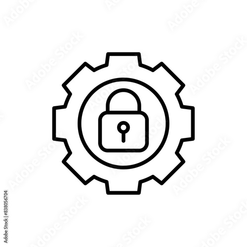 Locked setting outline icons, minimalist vector illustration ,simple transparent graphic element .Isolated on white background