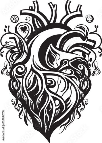 Abstract Human Heart Iconic Symbol Minimal Artistic Design Heart Logo