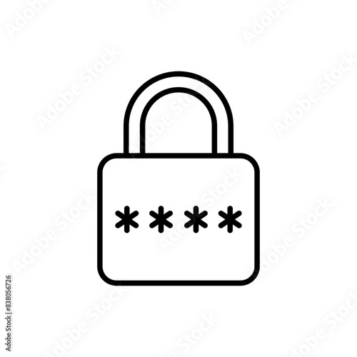 Locked password outline icons, minimalist vector illustration ,simple transparent graphic element .Isolated on white background