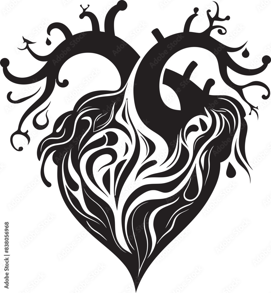 Obraz premium Geometric Heart Symbol Graphic Emblem Modern Heart Icon Abstract Design