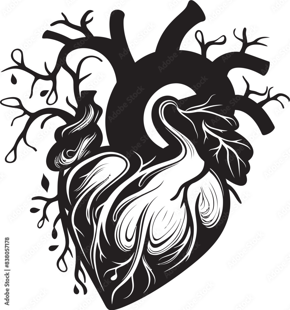 Obraz premium Contemporary Heart Design Graphic Logo Minimal Abstract Heart Iconic Emblem