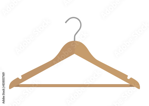 Empty wooden clothes hanger. 