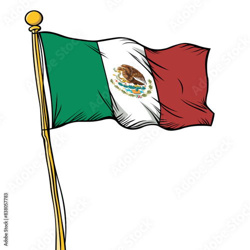 Mexico national flag comic vector illustration