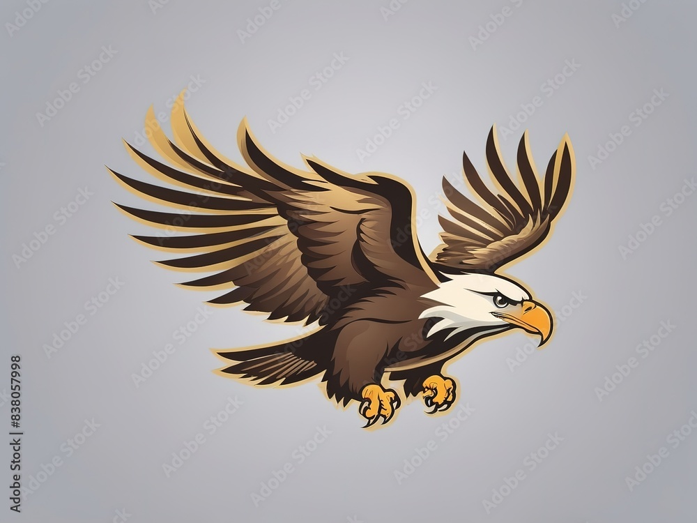 Fototapeta premium Flying eagle vector illustration. Isolated on white background.