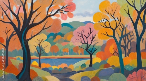 autumn forest landscape background