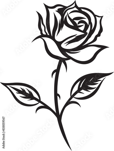 Foto Simple Line Art Rose Minimal Logo Minimalist Geometric Flower Sketch Design