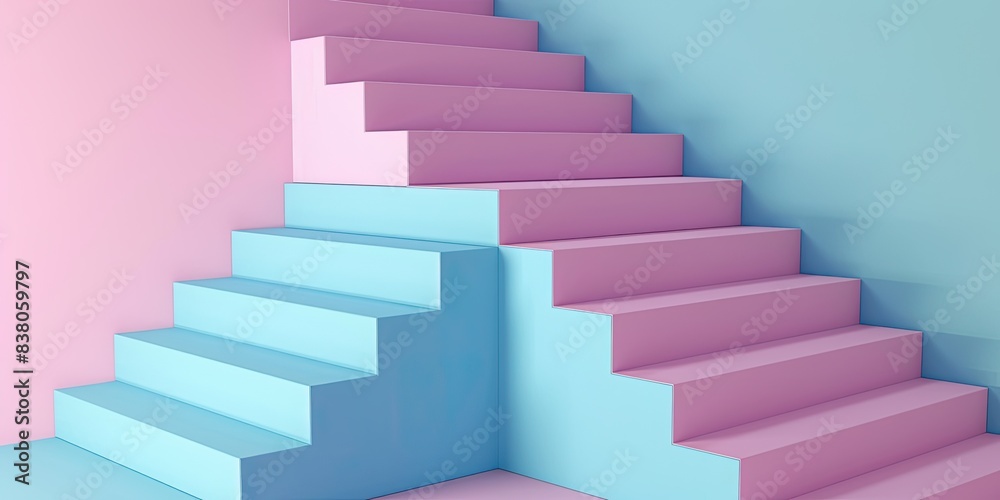 Pastel Geometric Staircase Art Pastel Geometric Staircase Art