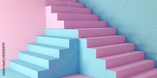 Pastel Geometric Staircase Art
